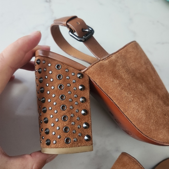 Coach Drew Brown Suede Studded Heels 7.5B - Picture 7 of 16